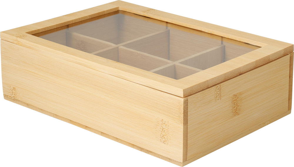 Cookinglife Theedoos - Theekist - Bamboe - 6 vakken - 24 x 16 x 7 cm