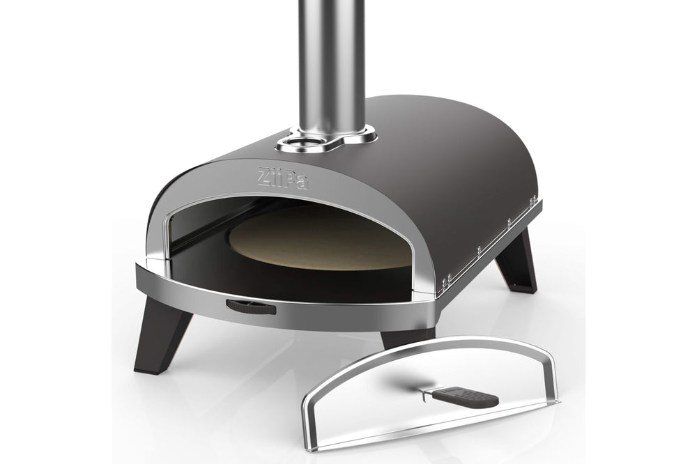 Horno para pizza ZiiPa Piana - A leña - con termómetro - Pizarra - para pizzas de ø 30 cm - Piedra para pizza giratoria