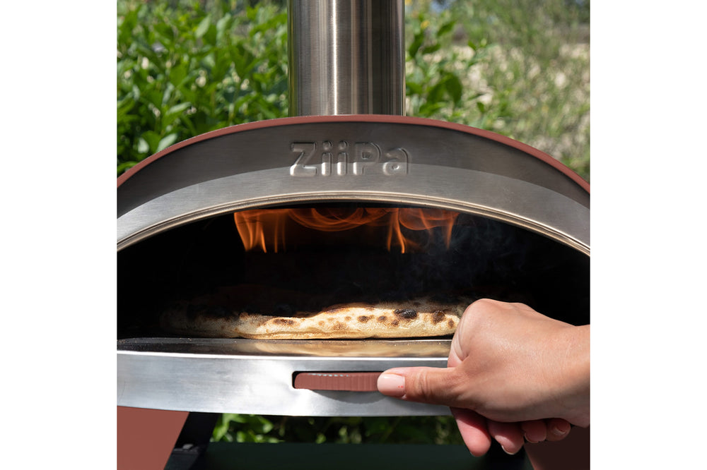 Horno para pizza ZiiPa Piana - A leña - con termómetro - Terracota - para pizzas de ø 30 cm - Piedra para pizza giratoria