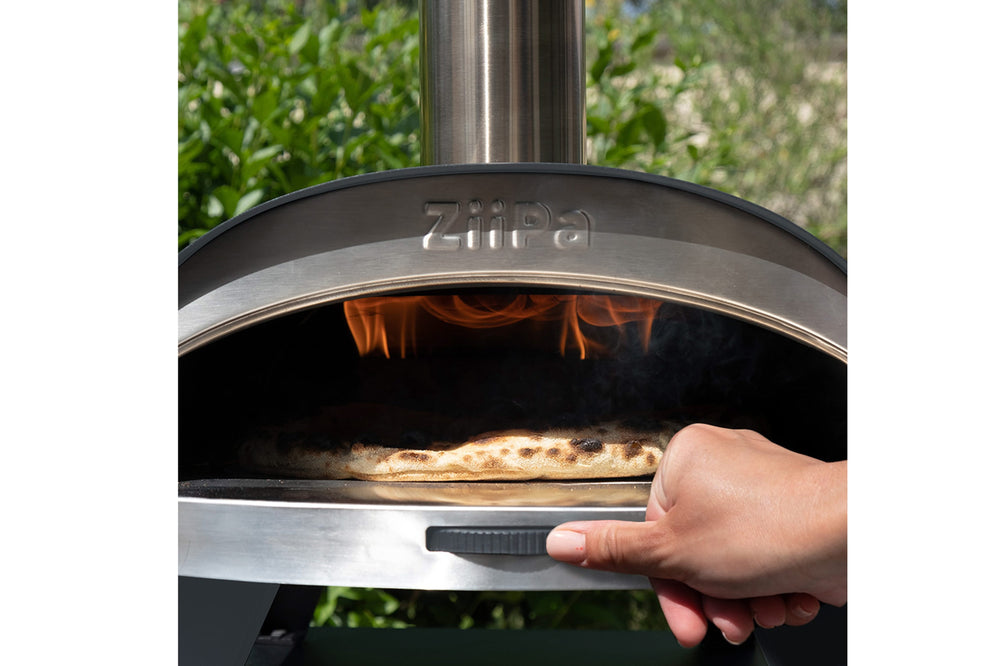 Horno para pizza ZiiPa Piana - A leña - con termómetro - Pizarra - para pizzas de ø 30 cm - Piedra para pizza giratoria