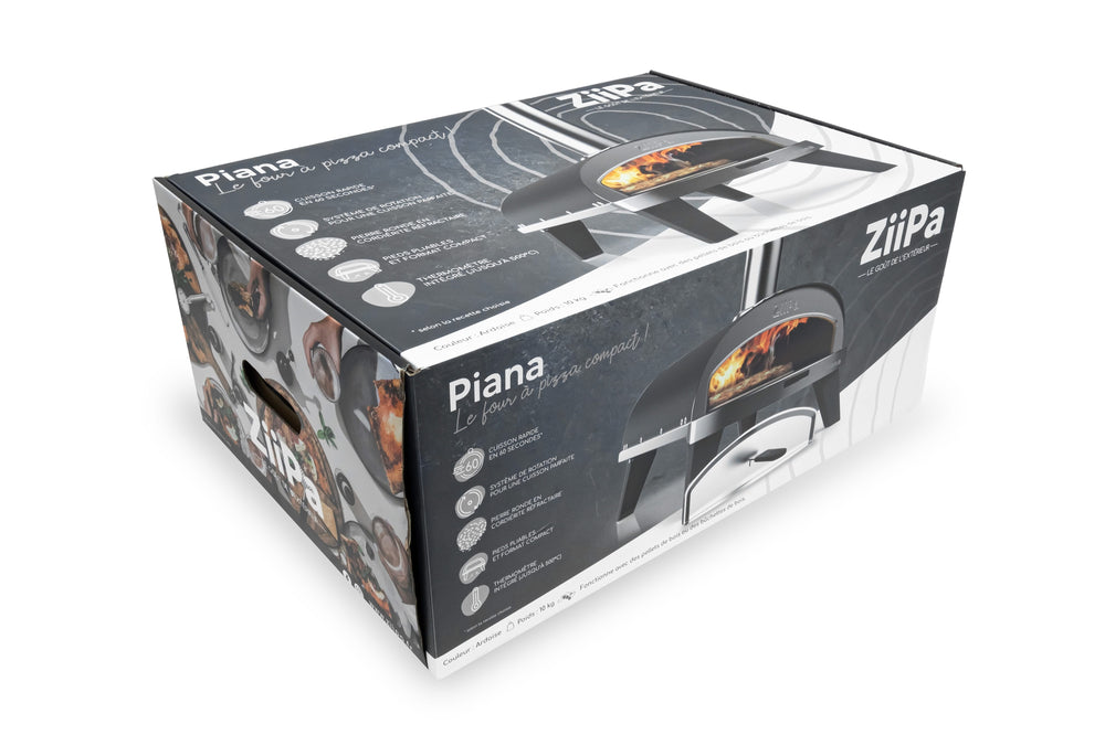 Horno para pizza ZiiPa Piana - A leña - con termómetro - Pizarra - para pizzas de ø 30 cm - Piedra para pizza giratoria