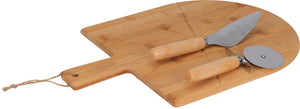 Cookinglife Pizza set Bamboe - Pizzaplank 43 x 30 cm, Pizzasnijder & Pizzames