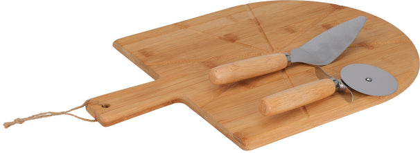 Cookinglife Pizza set Bamboe - Pizzaplank 43 x 30 cm, Pizzasnijder & Pizzames