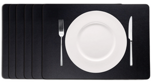 Cookinglife Placemats - Vegan leer - Zwart - 46 x 33 cm - 6 stuks