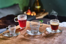 Bormioli Rocco Latte Macchiato Glasses - Irish Coffee Glasses - Coffee Cups with Handle - Stackable - Barshine 315 ml - 6 pieces