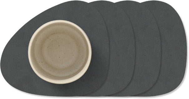 LIND DNA Onderzetters Nupo - Leer - Anthracite - 13 x 11 cm - 4 Stuks