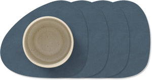 LIND DNA Onderzetters Nupo - Leer - Dark Blue - 13 x 11 cm - 4 Stuks