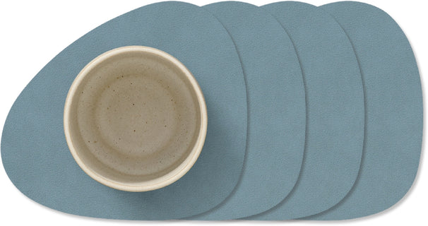 LIND DNA Onderzetters  Nupo - Leer - Light Blue - 13 x 11 cm - 4 Stuks