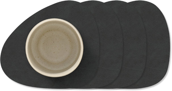 LIND DNA Onderzetters Nupo - Leer - Black - 13 x 11 cm - 4 Stuks