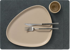 LIND DNA Placemats Hippo - Leer - Black Anthracite - 45 x 35 cm - 2 Stuks