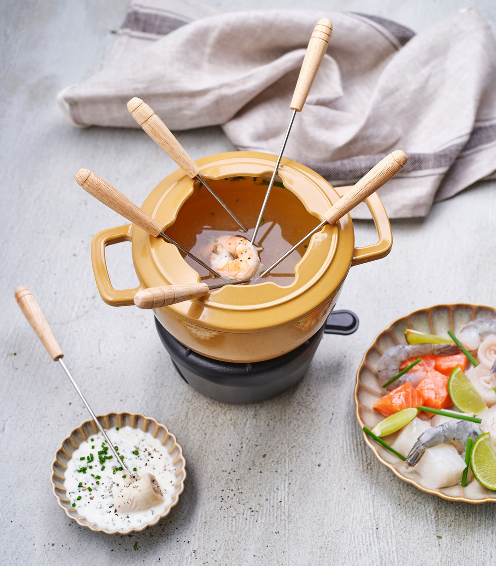 Set de fondue Cosy & Trendy Fontestic Hierro fundido Ámbar Oro - Ø 18 cm