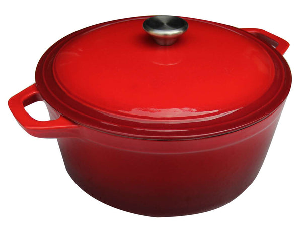 Cookinglife Braadpan met deksel Cast Iron Gietijzer Rood - ø 24 cm / 3.5 Liter  - geëmailleerde anti-aanbaklaag