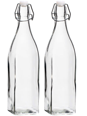 Cookinglife Beugelflessen / Weckflessen Vierkant - 1 Liter - 2 Stuks