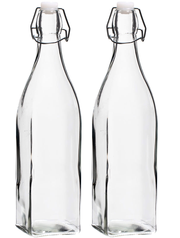 Cookinglife Beugelflessen / Weckflessen Vierkant - 1 Liter - 2 Stuks