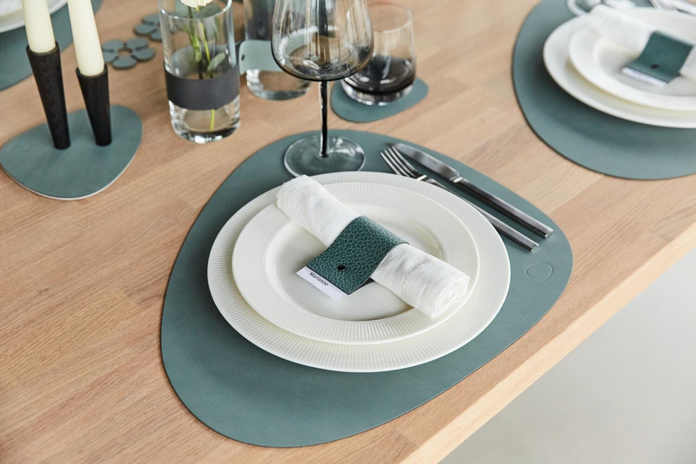 LIND DNA Onderzetters Hippo - Leer - Pastel Green - ø 10 cm - 4 Stuks