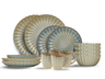 Juego de vajilla Cosy & Trendy Astera Ocean 16 piezas / 4 personas - 4 platos de cena, 4 platos de desayuno, 4 cuencos y 4 tazas