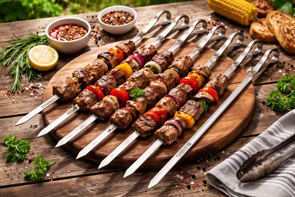 Cookinglife BBQ Spiezen Fire & Flavour RVS 41 cm - Set van 8 Grill Spiezen