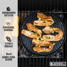 Blackwell Pannenset Gietijzer 4-Delig Koekenpan 16, 20 & 25 cm & Grillplaat ø 30 cm - geschikt voor alle warmtebronnen - zonder anti-aanbaklaag