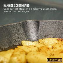 Blackwell Pannenset Gietijzer 2-Delig Koekenpan ø 25 cm & Grillpan 23 x 23 cm - geschikt voor alle warmtebronnen - zonder anti-aanbaklaag