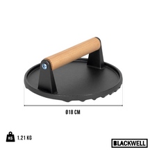 Blackwell Gietijzeren Hamburgerpers / Smash Burger Pers / Grillpers / Vleespers - Cast Iron - ø 18 cm