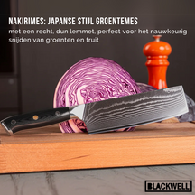 Blackwell Messenset (Koksmes + Santokumes + Nakirimes + Officemes) - Japanse stijl - 67 lagen damaststaal - VG10 - 4-delig