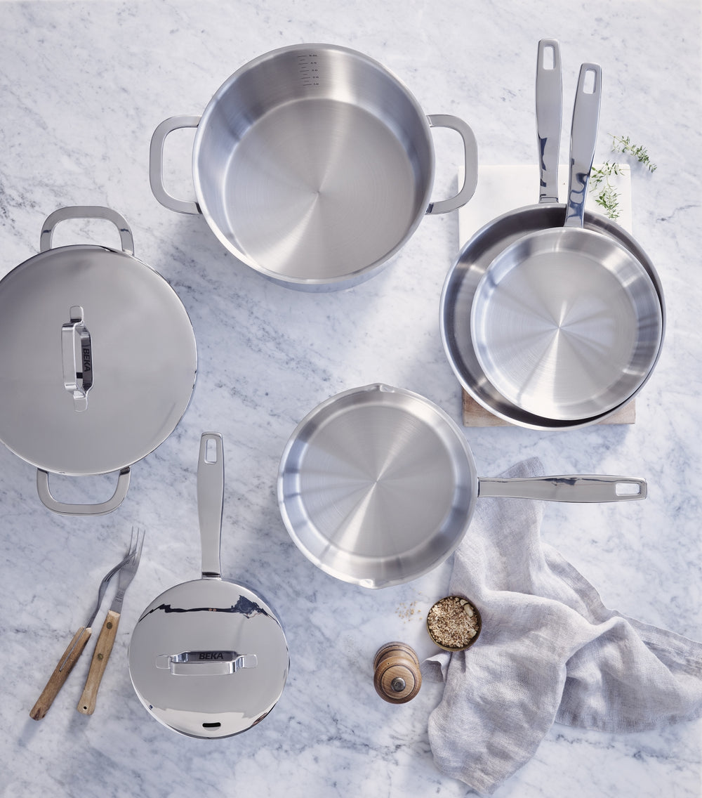 Beka Steelpan Maestro RVS met 2 giettuiten en deksel ø 16 cm / 1.6 liter - geschikt voor alle warmtebronnen