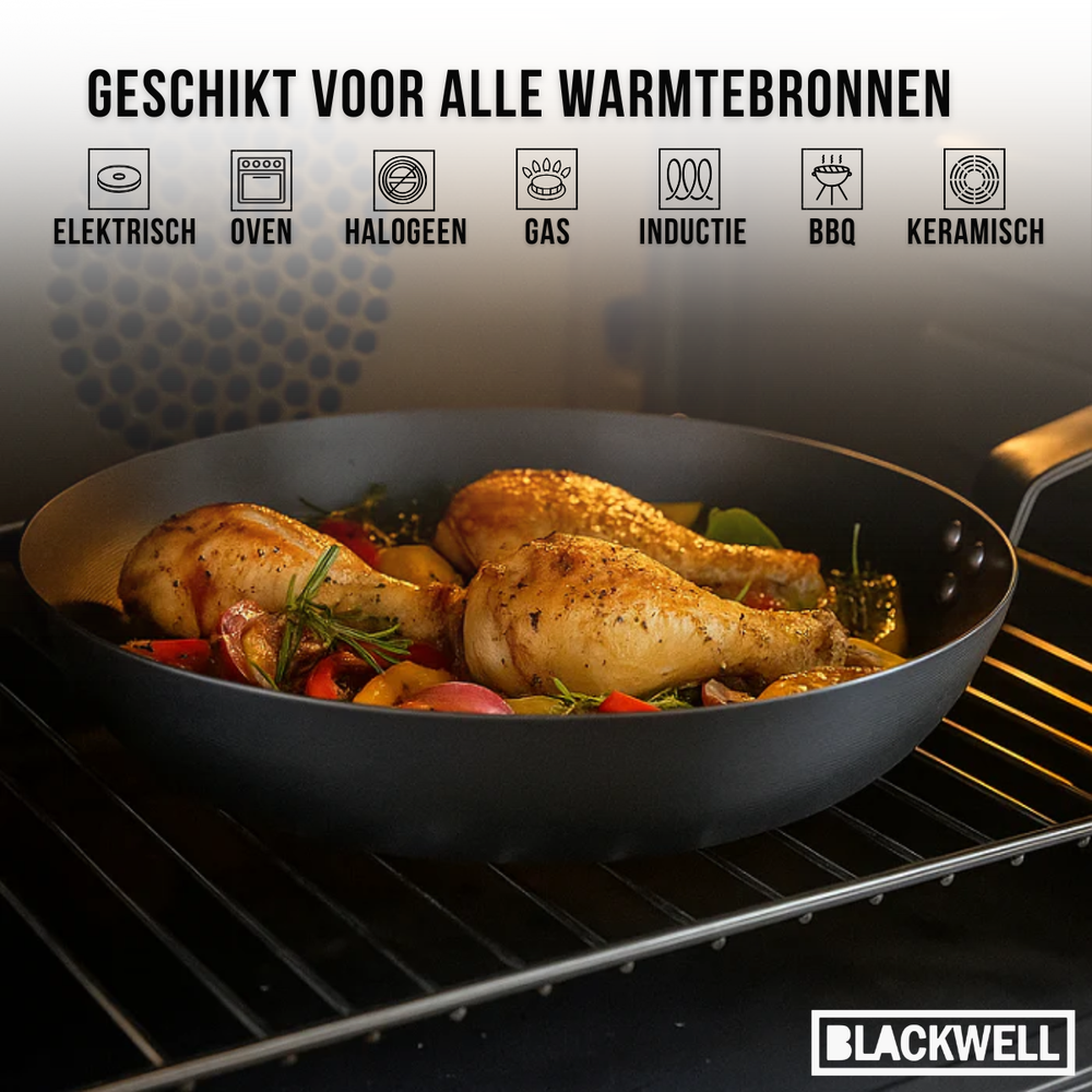 Blackwell Koekenpan Carbon Staal ø 20 cm - geschikt voor alle warmtebronnen - zonder anti-aanbaklaag