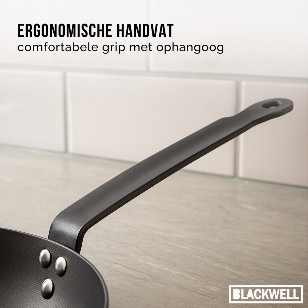 Blackwell Koekenpan Carbon Staal ø 20 cm - geschikt voor alle warmtebronnen - zonder anti-aanbaklaag