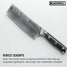 Set de cuchillos Blackwell (Cuchillo de chef + Cuchillo para verduras / Nakiri) - Estilo japonés - Acero damasco de 67 capas - VG10 - 2 piezas