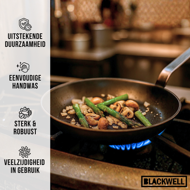Blackwell Koekenpan Plaatstaal - Lyonnaiserpan - ø 24 cm - geschikt voor alle warmtebronnen - zonder anti-aanbaklaag