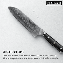 Blackwell Messenset (Koksmes + Santokumes + Nakirimes + Officemes) - Japanse stijl - 67 lagen damaststaal - VG10 - 4-delig