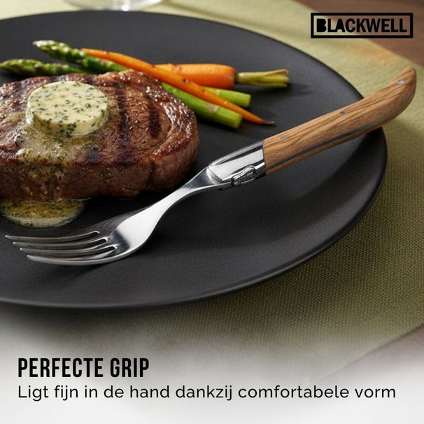 Tenedores de bistec Blackwell Laguiole - Madera de olivo - 6 piezas