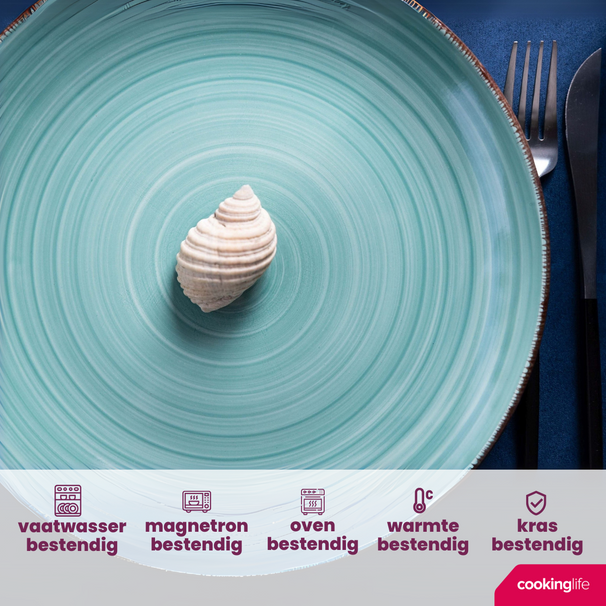 Cookinglife Dinerborden Delice Blauw ø 26,5 cm - 6 stuks