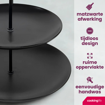 Cookinglife Etagère zwart ø 16, 21 & 26 cm - 3-laags - 32 cm hoog