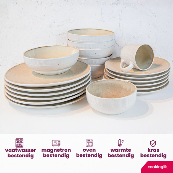 Cookinglife Dinerborden Nola Sand ø 27 cm - 6 Stuks