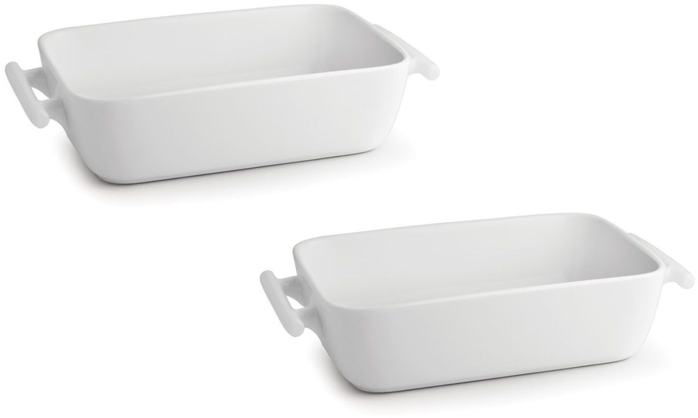 BonBistro Fuentes para horno Yong Squito - Blanco - 39 x 24 x 6 cm / 3.5 Litros - 2 piezas