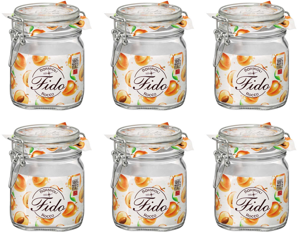 Tarro de conserva Bormioli Rocco Fido - 10 x 10 cm / 750 ml - cuadrado - 6 unidades