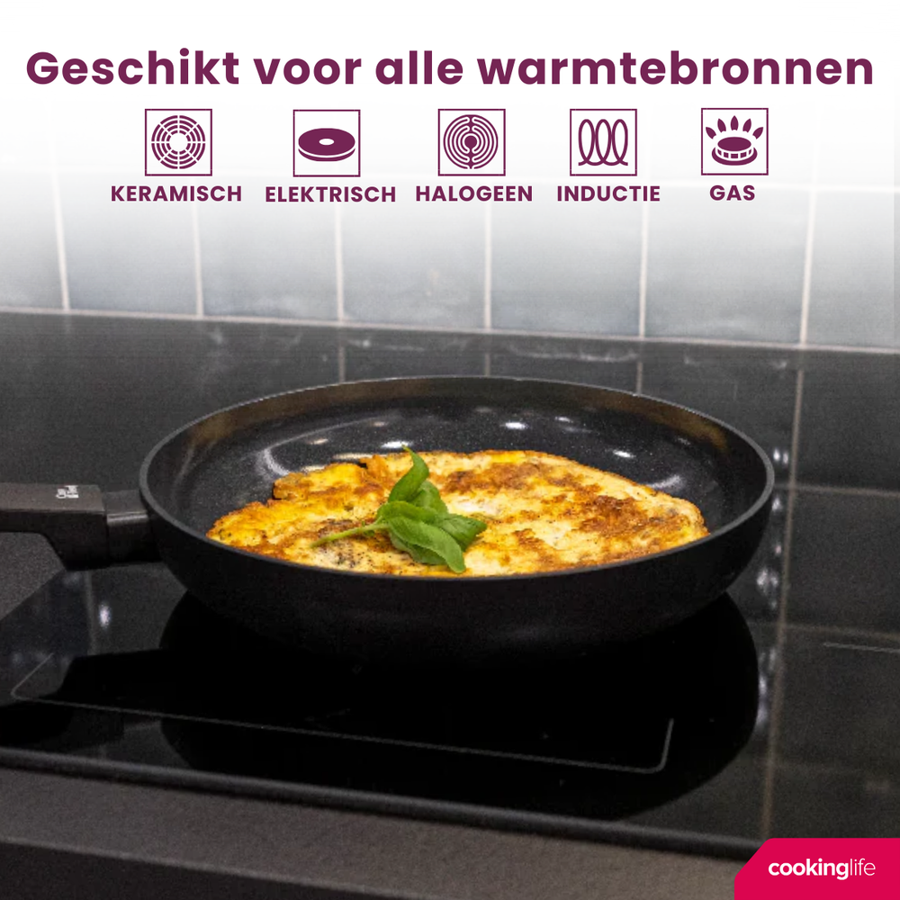 Cookinglife Koekenpan Black Cera - ø 28 cmn - keramische anti-aanbaklaag