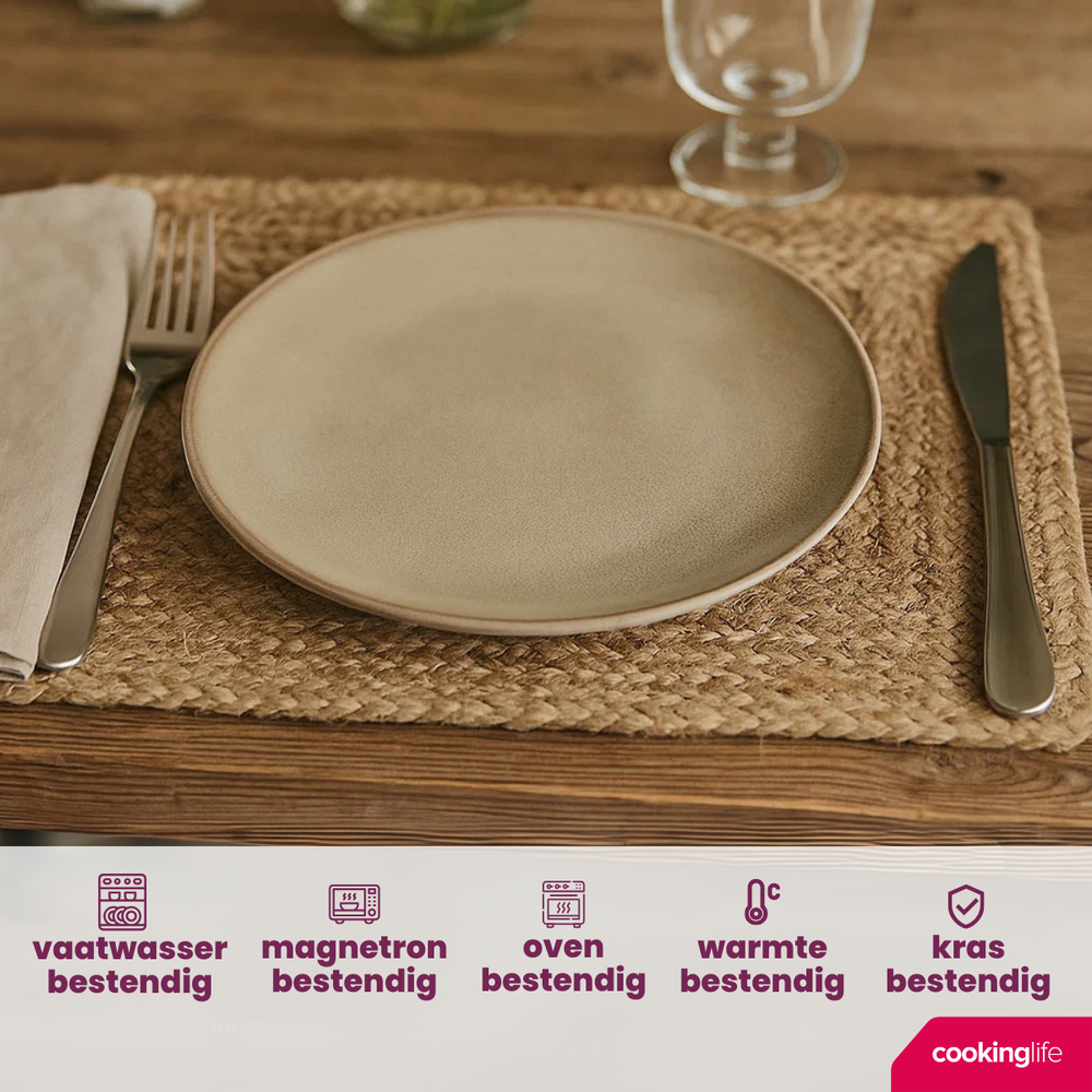Cookinglife Ontbijtborden / Dessertborden Sabi Beige ø 21 cm - 6 Stuks