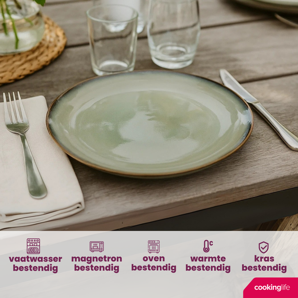 Cookinglife Dinerborden Sabi Groen ø 26 cm - 6 Stuks