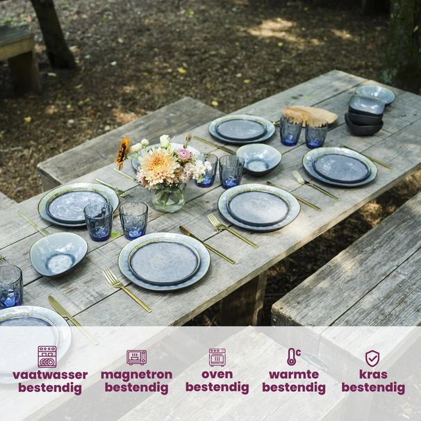 Cosy & Trendy Ontbijtborden / Dessertborden - Laguna Blue Grey ø 20 cm - 4 Stuks