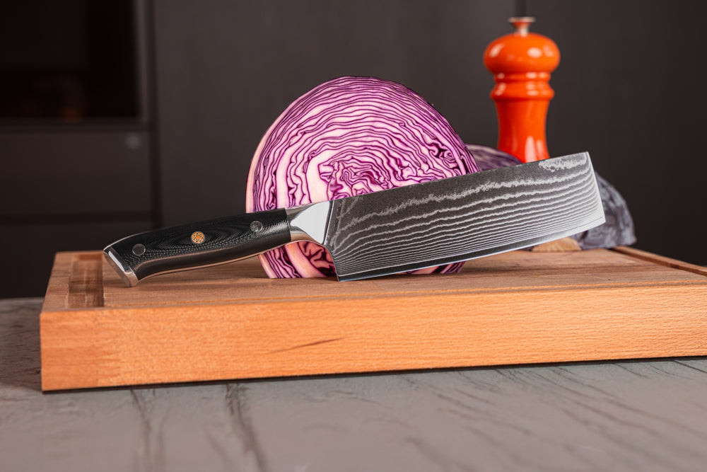 Set de cuchillos Blackwell (Cuchillo de chef + Cuchillo para verduras / Nakiri) - Estilo japonés - Acero damasco de 67 capas - VG10 - 2 piezas