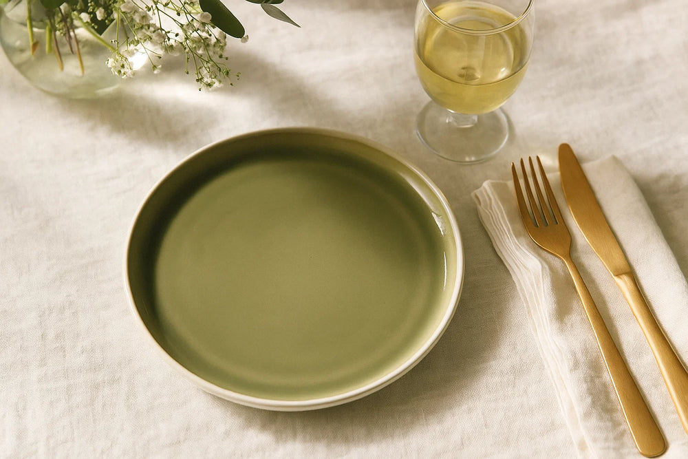 Cookinglife Serviesset Mos Groen 18-delig / 6 personen - 6 dinerborden, 6 ontbijtborden en 6 kommen