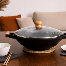 Wok con tapa y utensilios Cookinglife ø 36 cm / 6.5 litros - recubrimiento antiadherente estándar