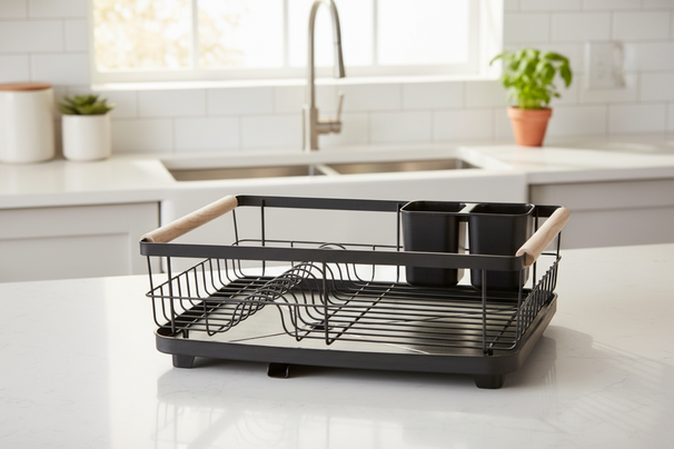 Cookinglife Escurreplatos con bandeja - Metal - 42 x 30 x 4 cm