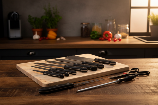 Cookinglife Messenset 11-delig RVS met Snijplank 45 x 35 cm - Keukenaccessoires