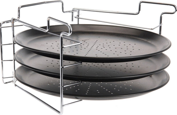 Cookinglife Pizza Baking Tray Ø 32 cm Metal - Non Stick 4-Piece Set