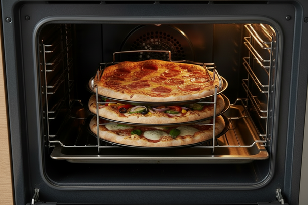 Cookinglife Pizza Baking Tray Ø 32 cm Metal - Non Stick 4-Piece Set