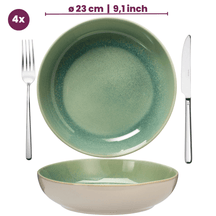 Cookinglife Serviesset Serene Green 12-delig / 4 personen - 4 dinerborden, 4 ontbijtborden en 4 kommen