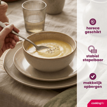 Cookinglife Serviesset Serene Zand 12-delig / 4 personen - 4 dinerborden, 4 ontbijtborden en 4 kommen